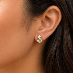 Yellow & White Gold Bezel Diamond Petite Fire Flame Design Drop Earrings