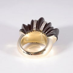 Yellow White Gold Black Glass Diamond Ring