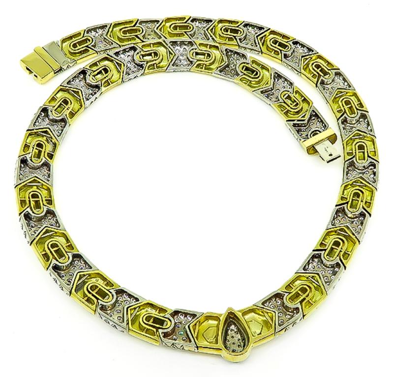 Yellow and White Gold Diamond Necklace In Good Condition For Sale In New York, NY