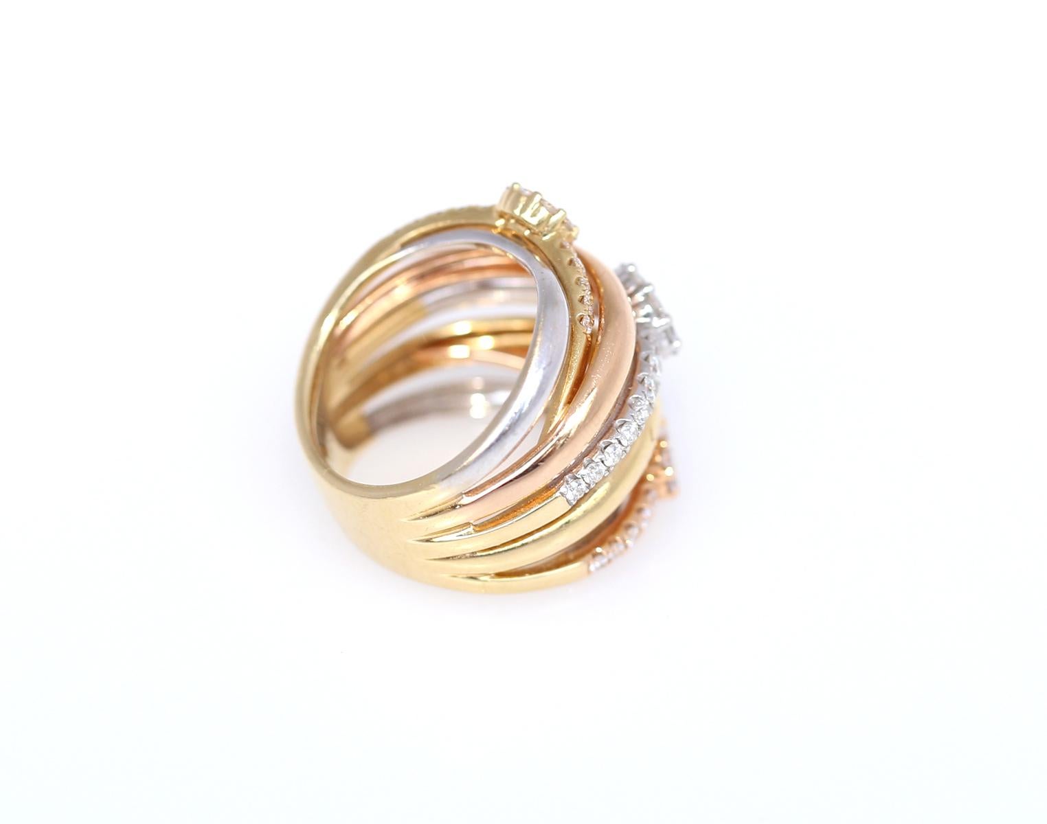 Yellow White Gold Diamonds Fashion Ring, 2000 For Sale 5
