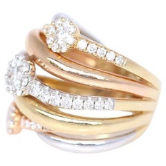 Gelb-Weißgold-Diamanten-Mode-Ring, 2000