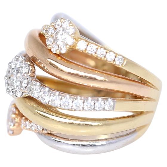 Yellow White Gold Diamonds Fashion Ring, 2000 In Good Condition For Sale In Herzelia, Tel Aviv