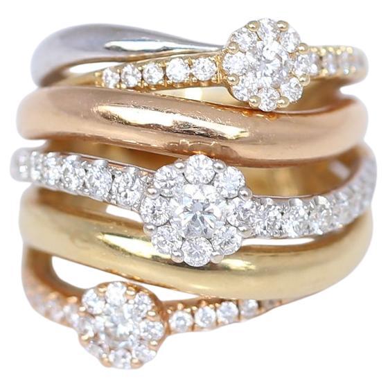 Women's Yellow White Gold Diamonds Fashion Ring, 2000 For Sale