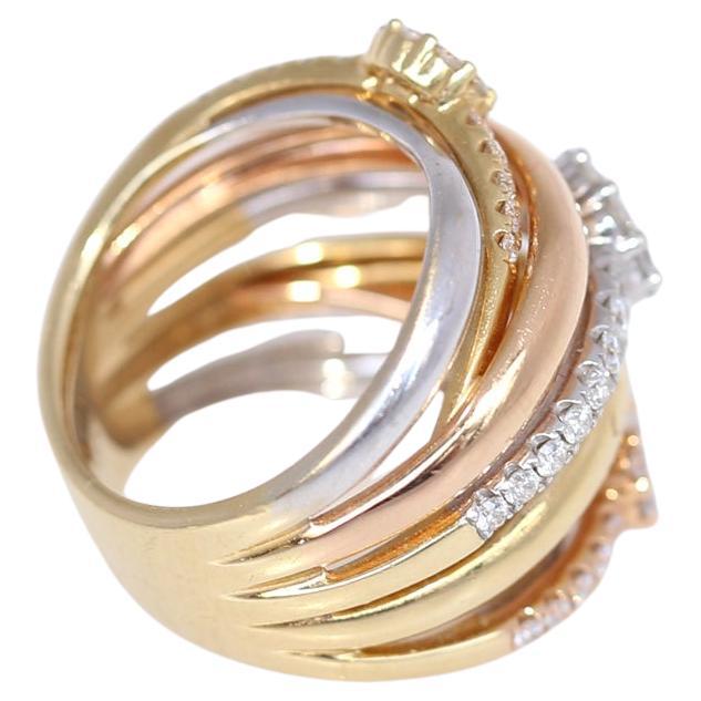 Yellow White Gold Diamonds Fashion Ring, 2000 For Sale 1