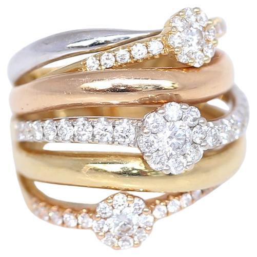 Yellow White Gold Diamonds Fashion Ring, 2000 For Sale 2