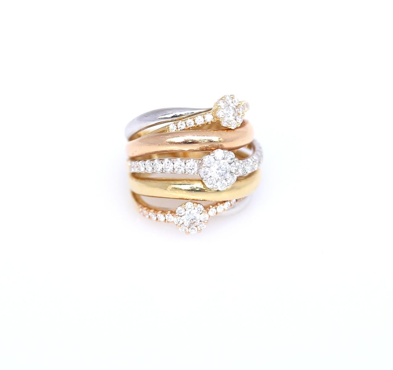 Yellow White Gold Diamonds Fashion Ring, 2000 For Sale 3