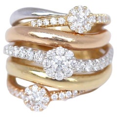 Anillo de moda de oro blanco amarillo con diamantes, 2000