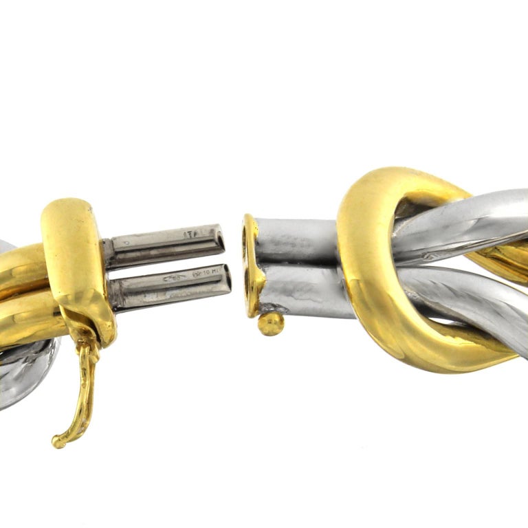 Yellow/White Gold Double Knot Necklace 18 Karat For Sale (Free Shipping) at 1stDibs