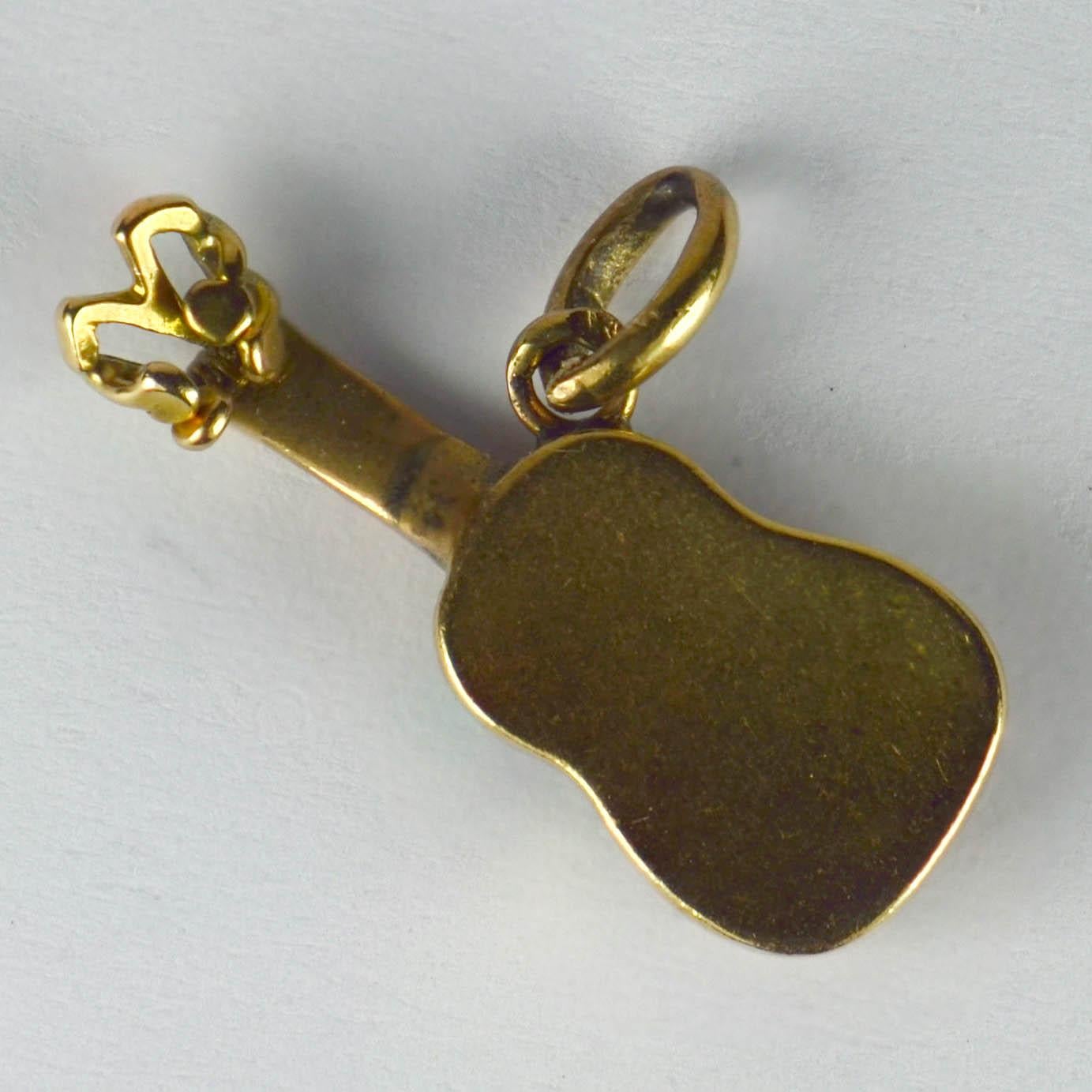 Yellow White Gold Guitar Charm Pendant 2