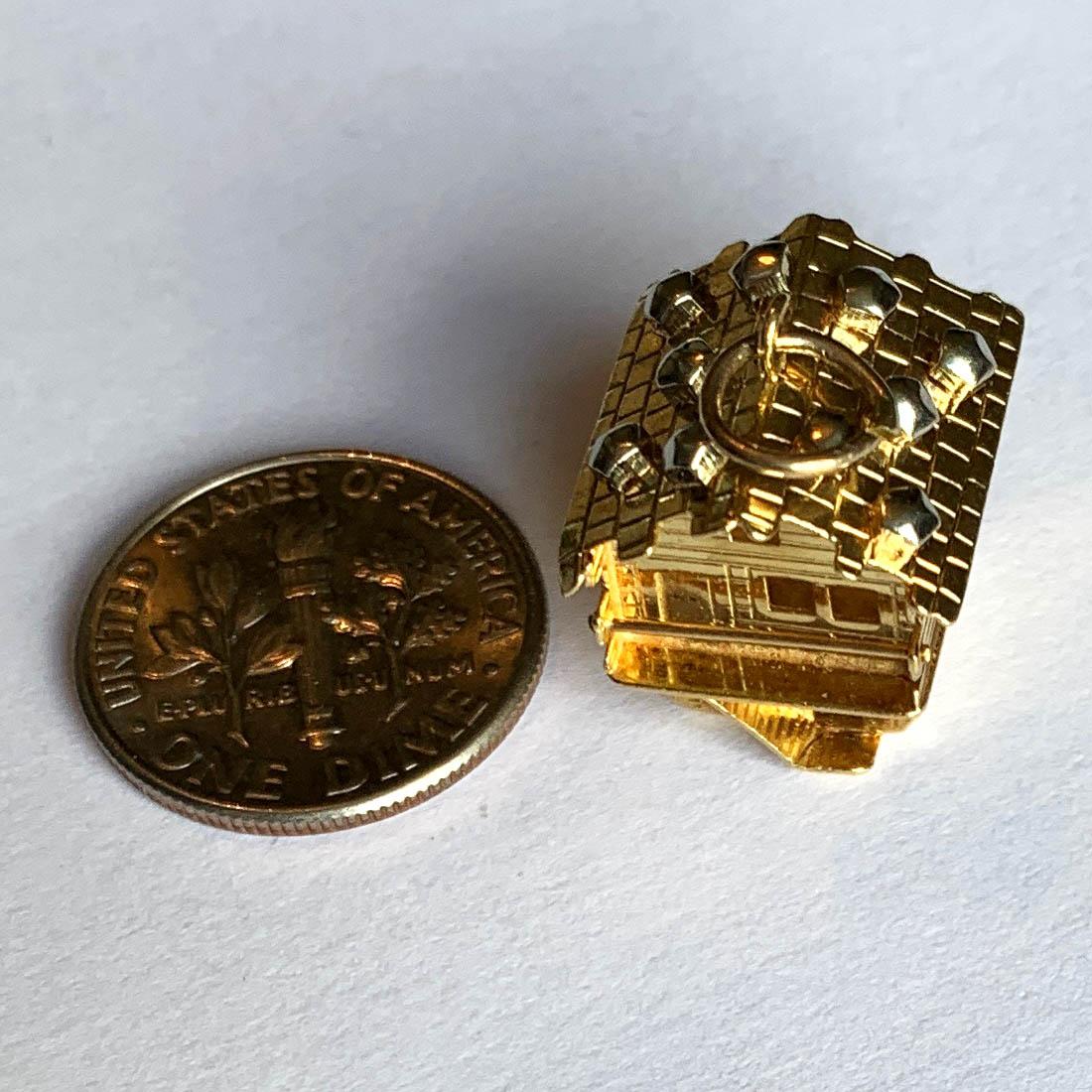 Yellow White Gold Ski Chalet Lodge Charm Pendant 1