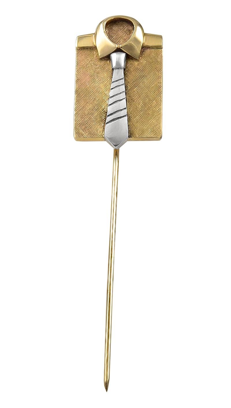 Men's Yellow and White Gold Stickpin For Sale