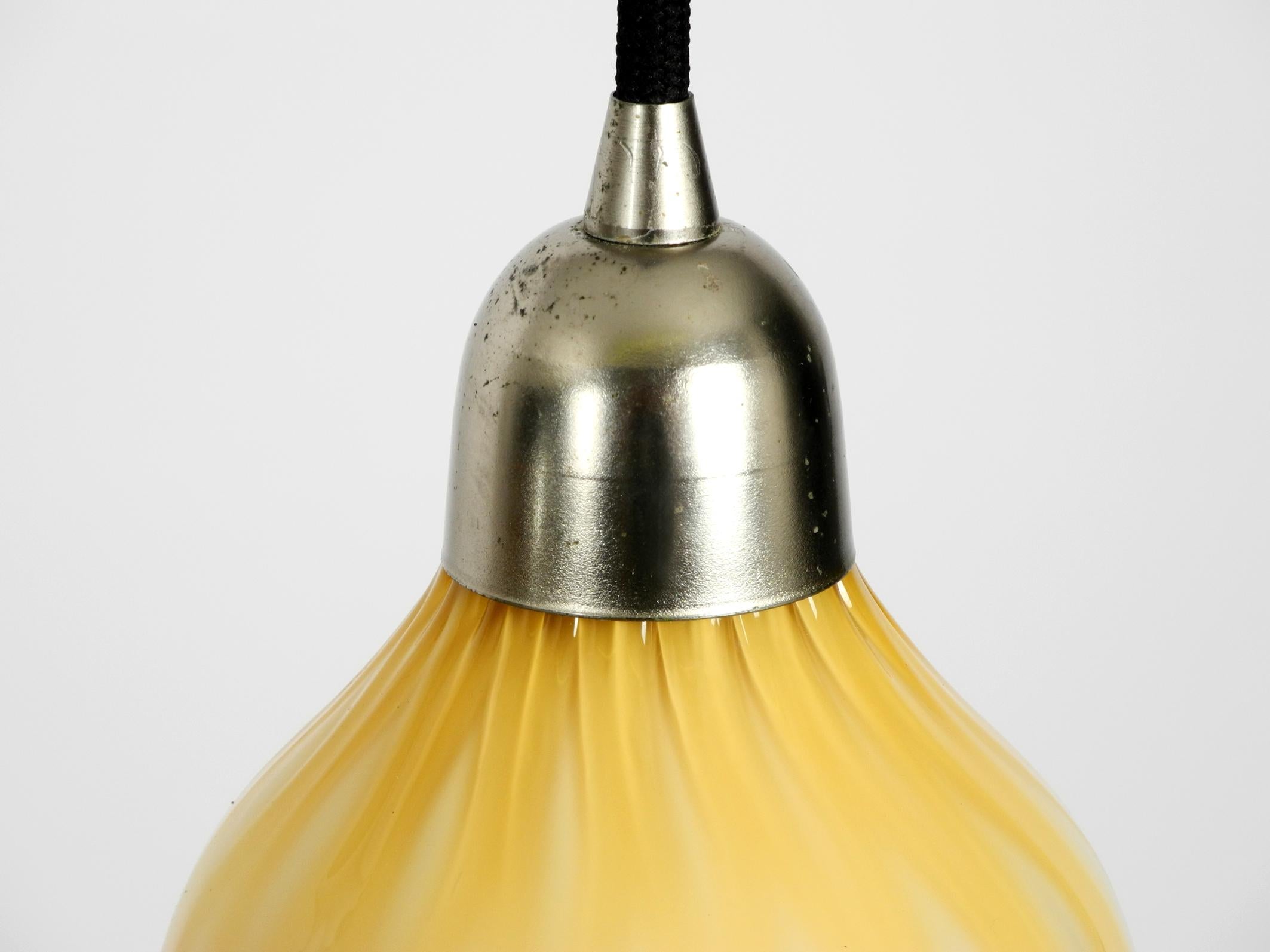 Mid-20th Century Yellow and White Italian Midcentury Murano Glass Pendant Lamp in Rare Design For Sale