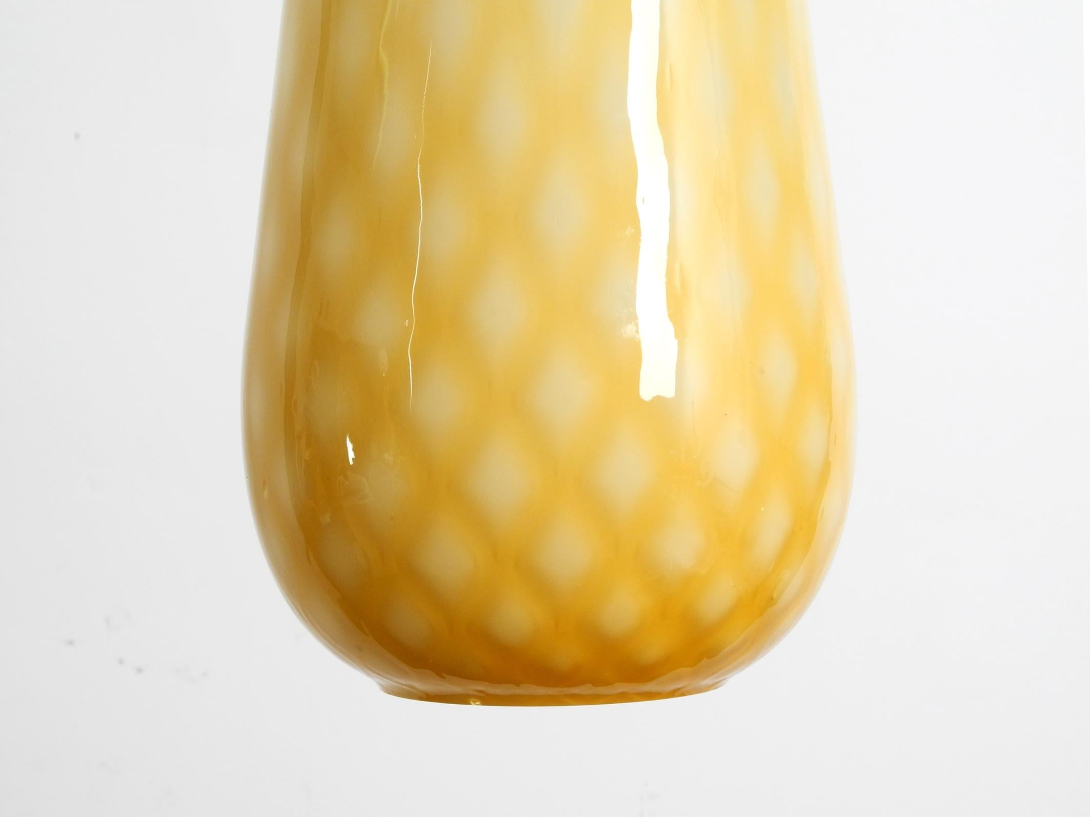 Metal Yellow and White Italian Midcentury Murano Glass Pendant Lamp in Rare Design For Sale