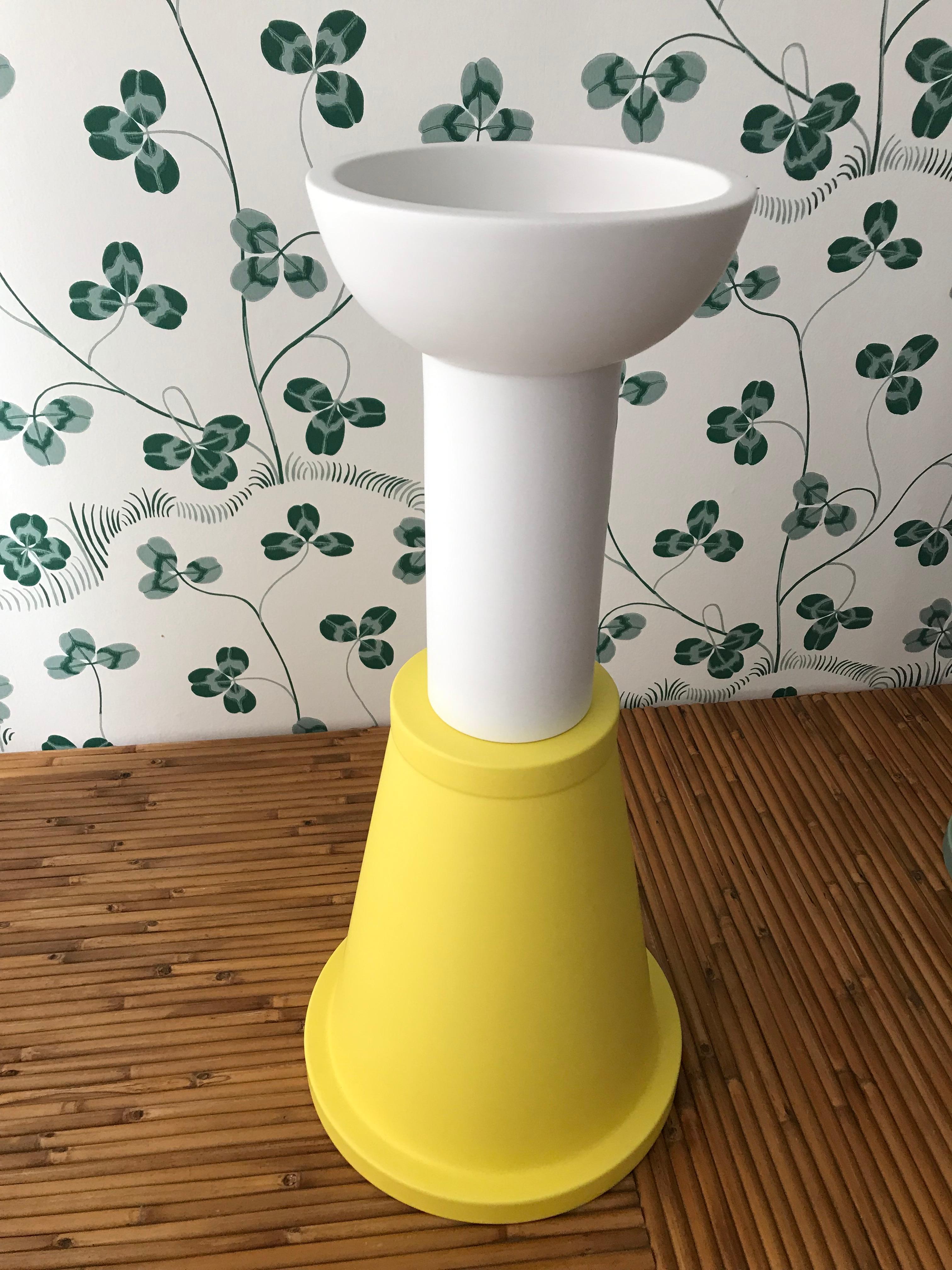 Yellow White Memphis Milano Ceramic Vessel Designed by Nathalie du Pasquier In New Condition In Copenhagen K, DK