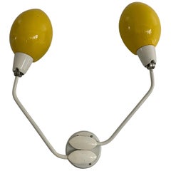 Yellow-White Metal Twin Shade Large Single Sconce, 1950s, Italy