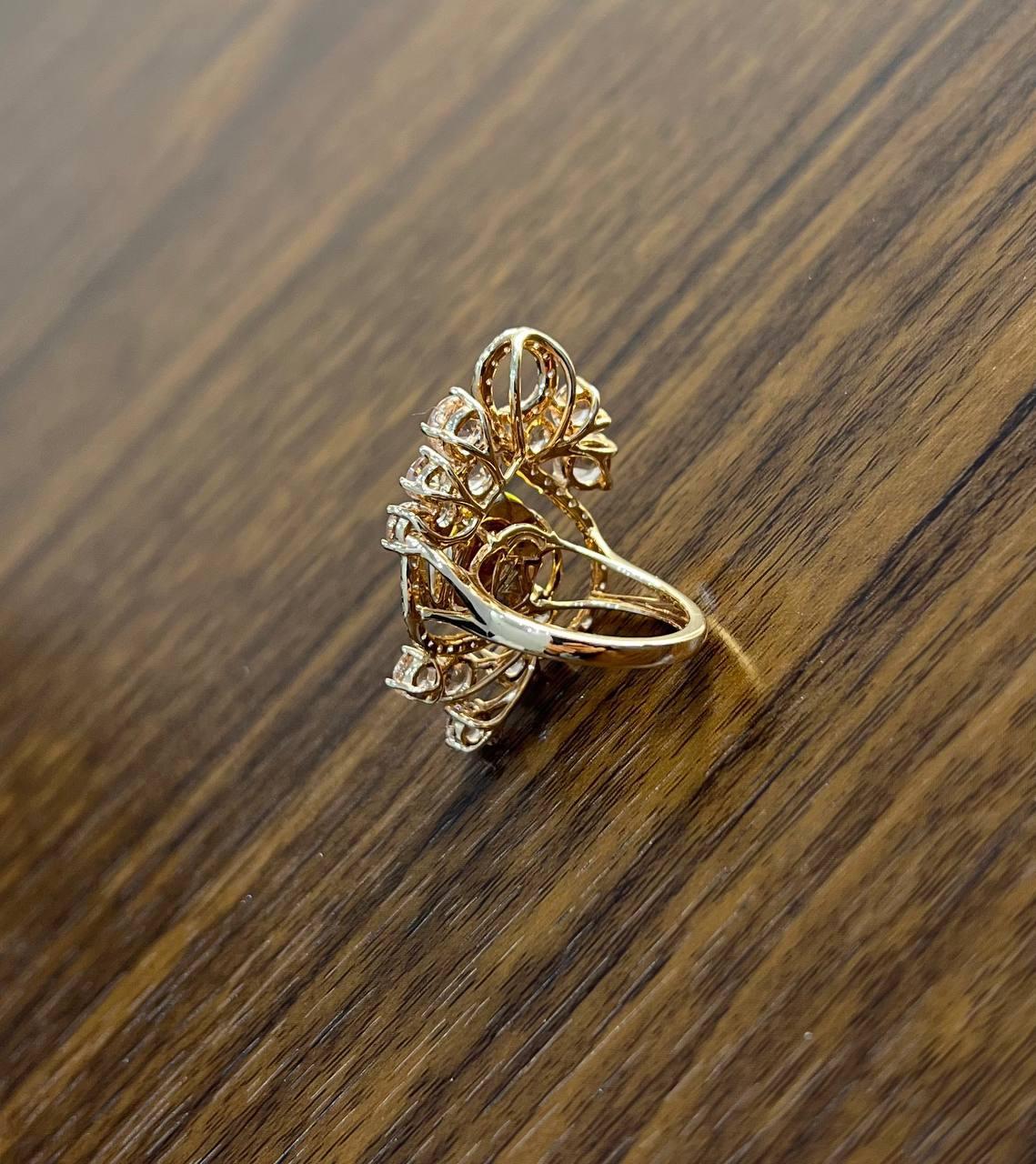 Opalo Blanco Amarillo Morganitas Diamantes Blancos Anillo de Oro Rosa de 14K en Nuevo estado para la venta en Oakton, VA