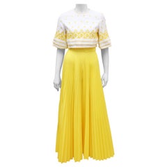 Conjunto de traje palazzo amarillo y blanco, años 60