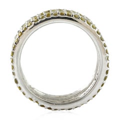 Yellow & White Pave Diamond Band Ring Made In 14k White Gold