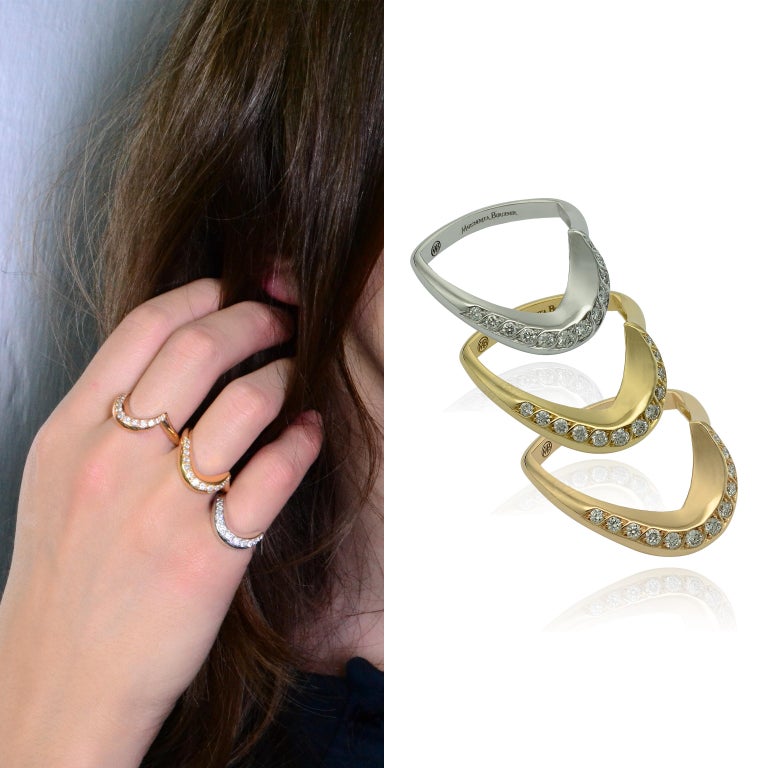 Yellow White Rose 18 Kt Gold Diamonds Love Stackable Rings For Sale at ...