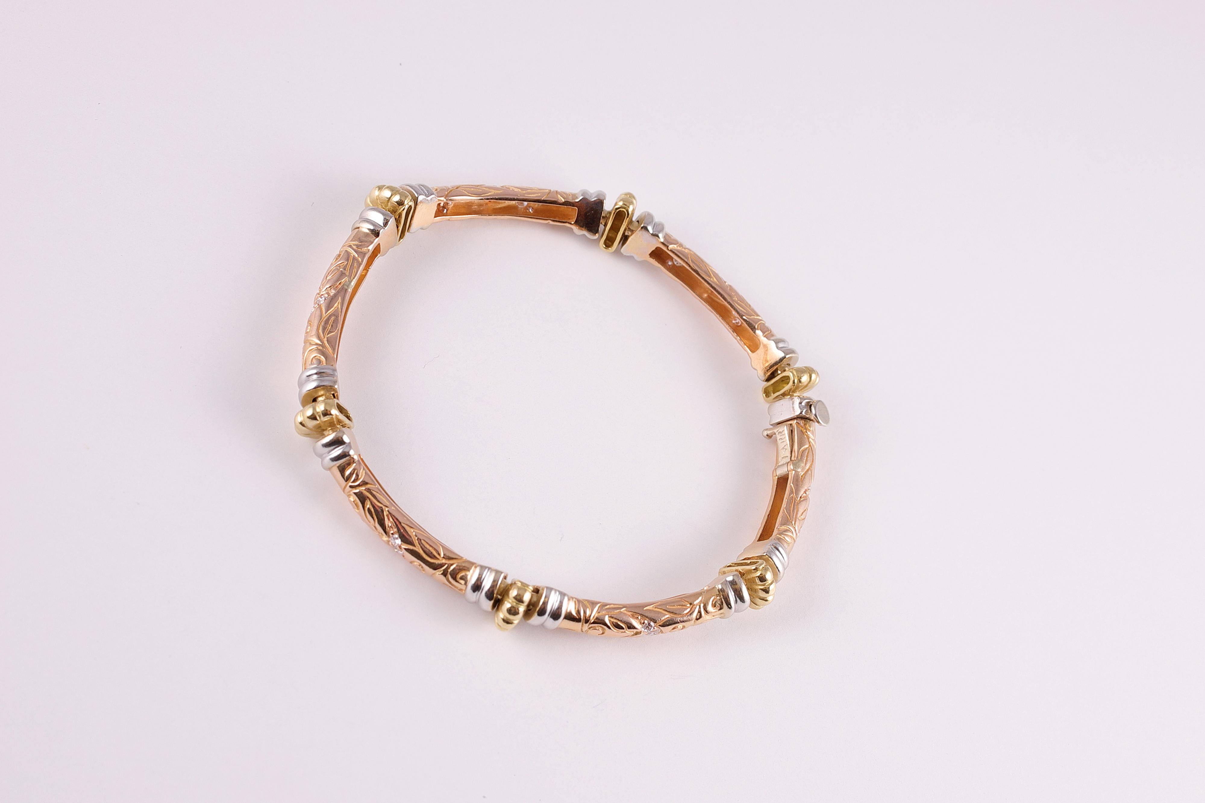 Yellow, White, Rose Gold Diamond Bracelet by SeidenGang, Laurel Collection 7