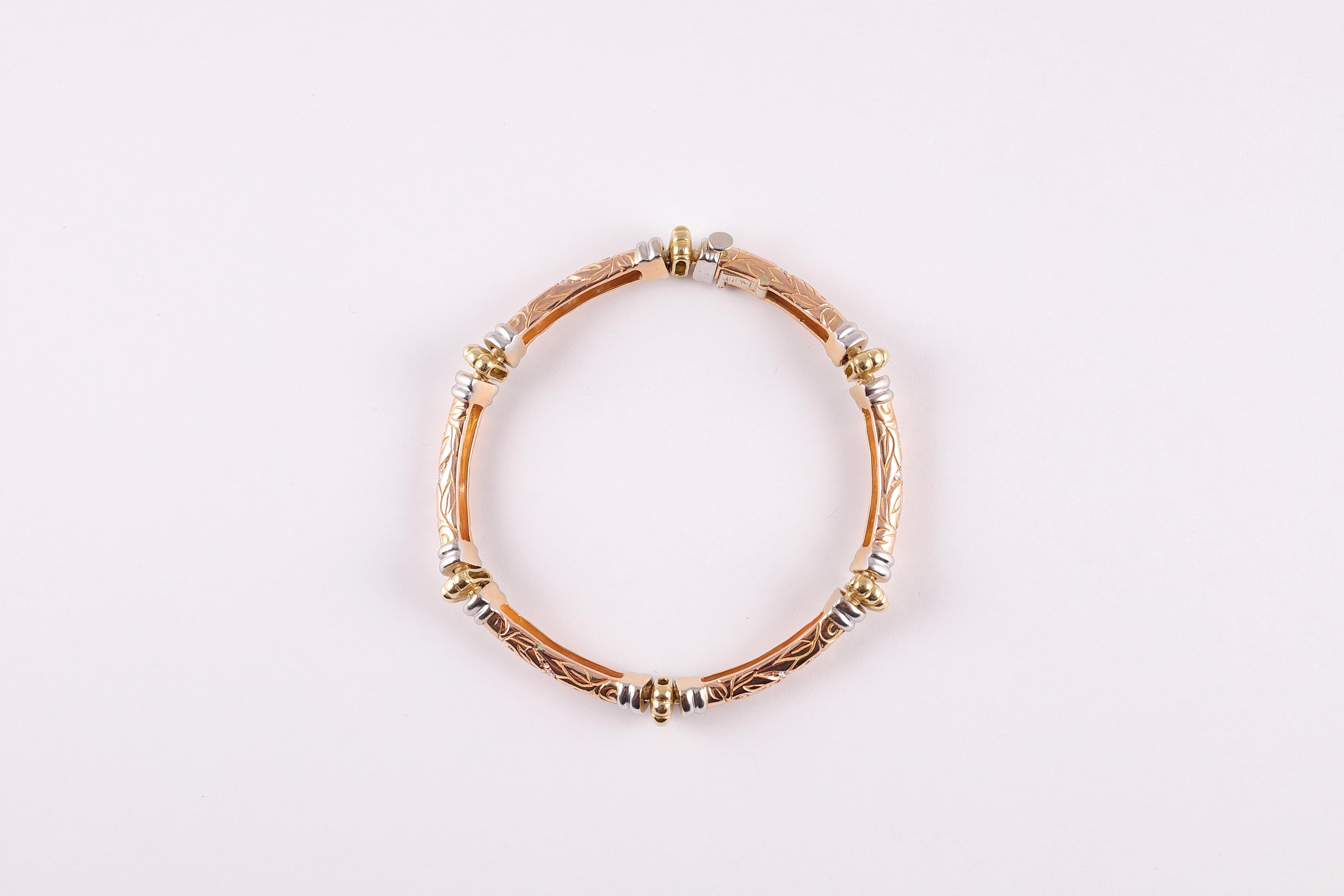 Women's or Men's Yellow, White, Rose Gold Diamond Bracelet by SeidenGang, Laurel Collection