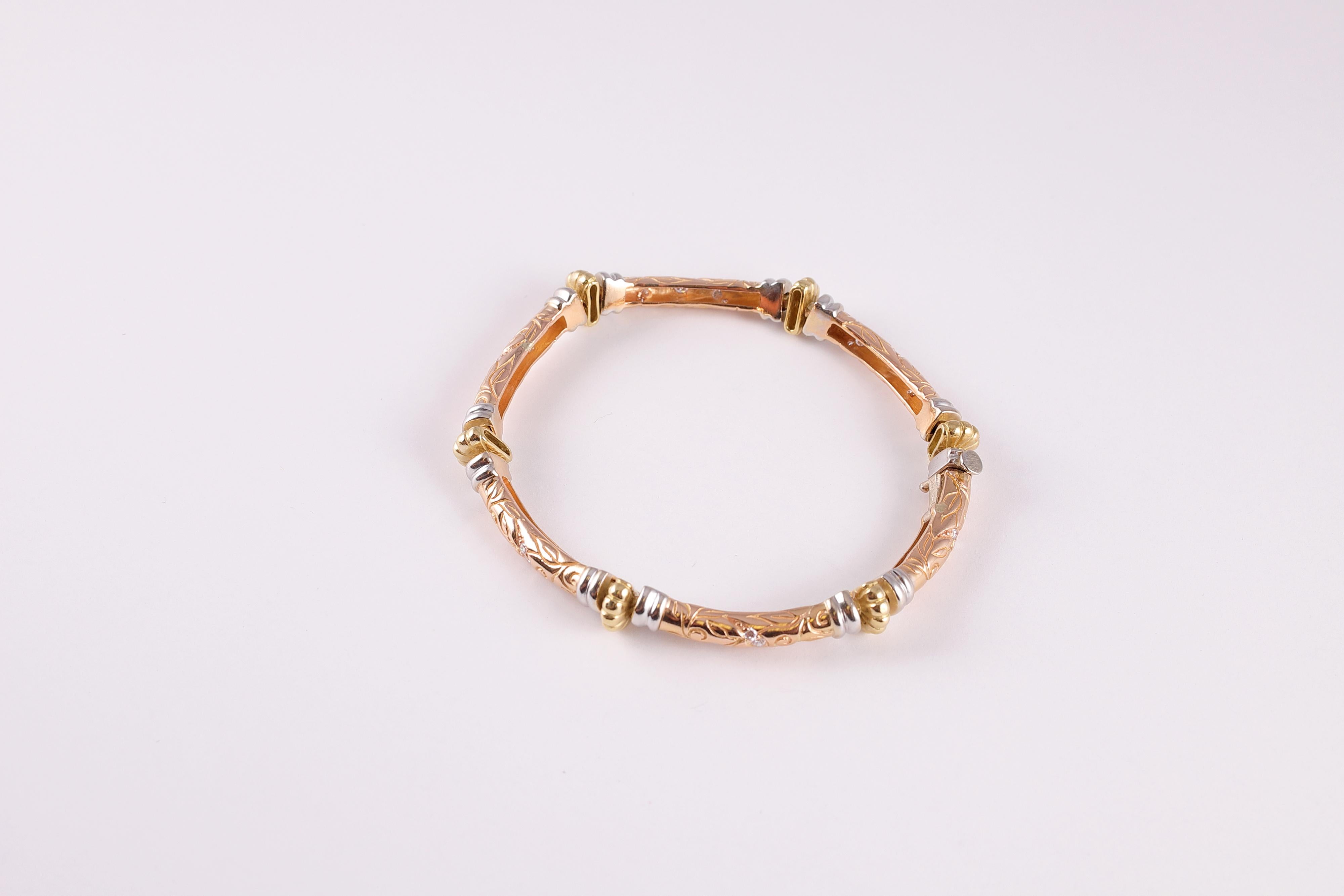 Yellow, White, Rose Gold Diamond Bracelet by SeidenGang, Laurel Collection 3