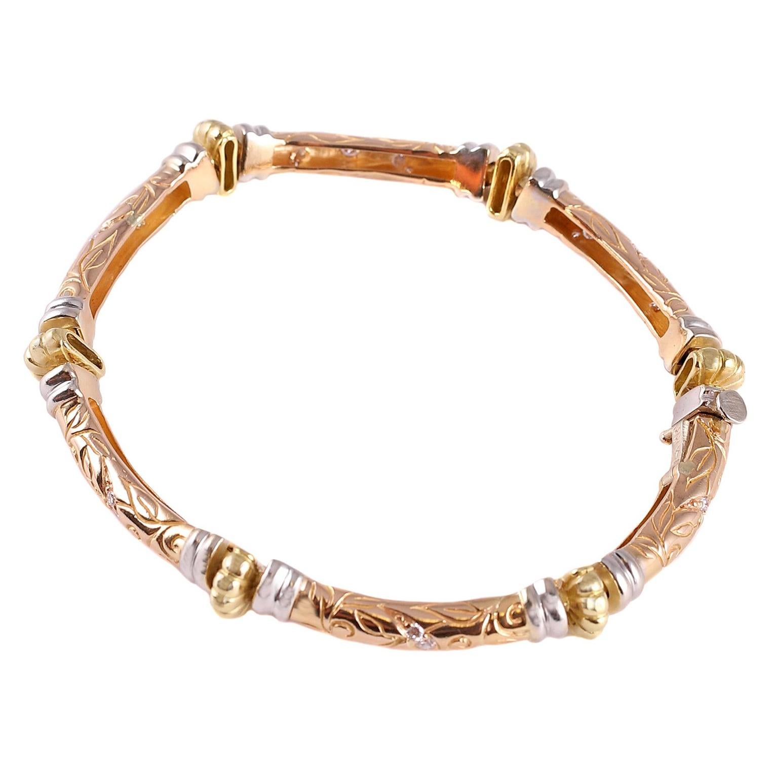 Yellow, White, Rose Gold Diamond Bracelet by SeidenGang, Laurel Collection