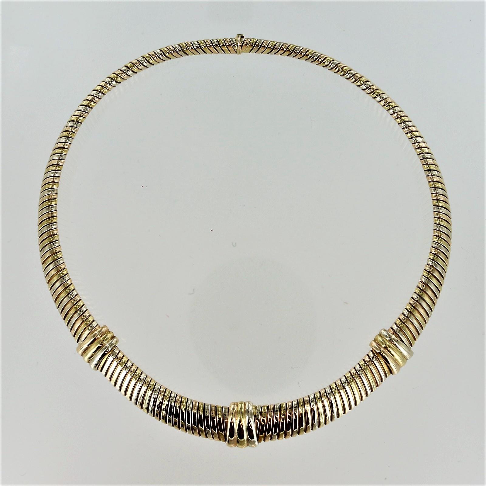 Yellow, White, Rose Gold Tubogas Cartier Trinity Necklace For Sale 1