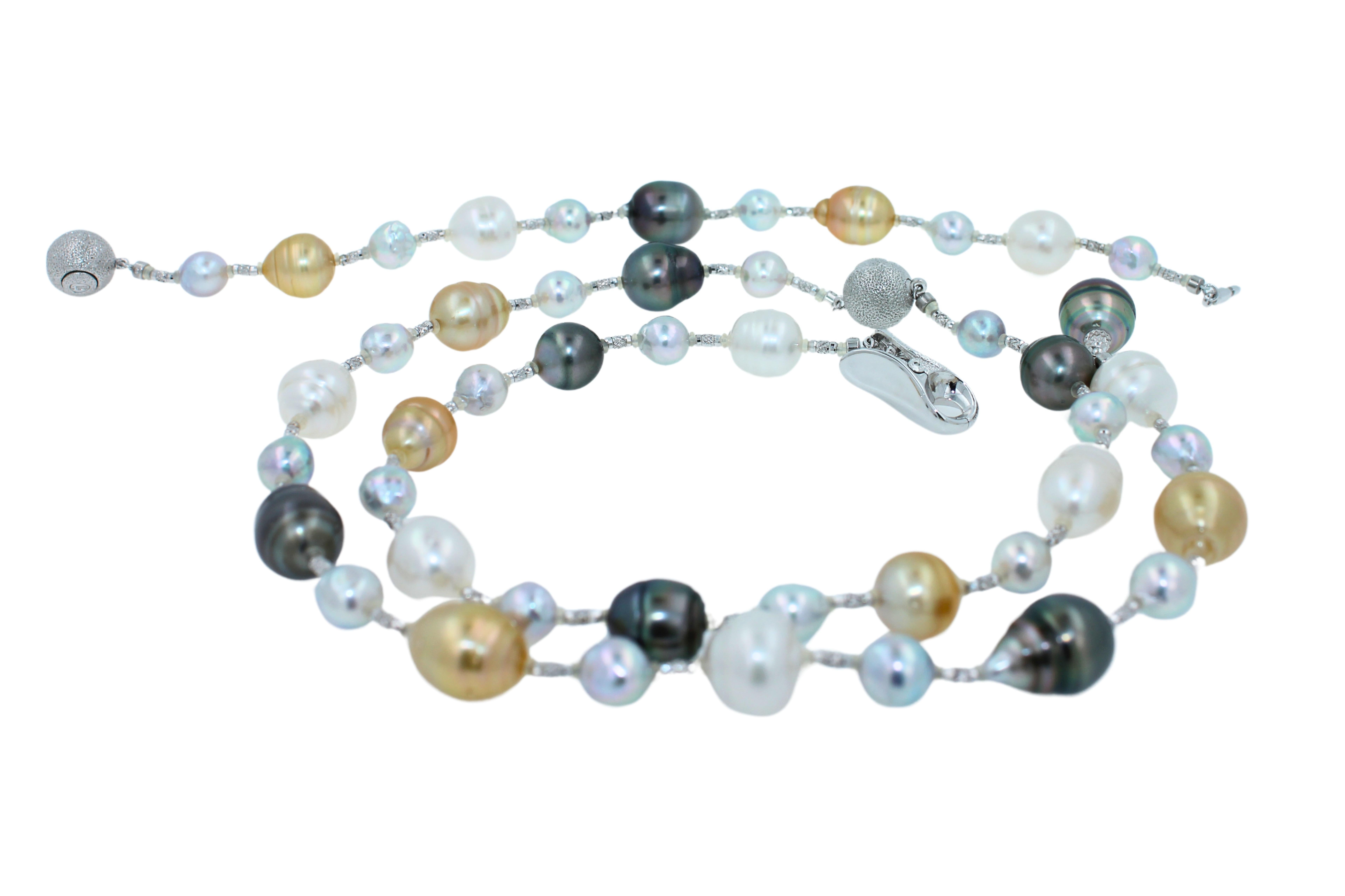 Yellow White South Sea Tahitian Pearls Gold Adjustable Lariat Necklace Bracelet For Sale 6