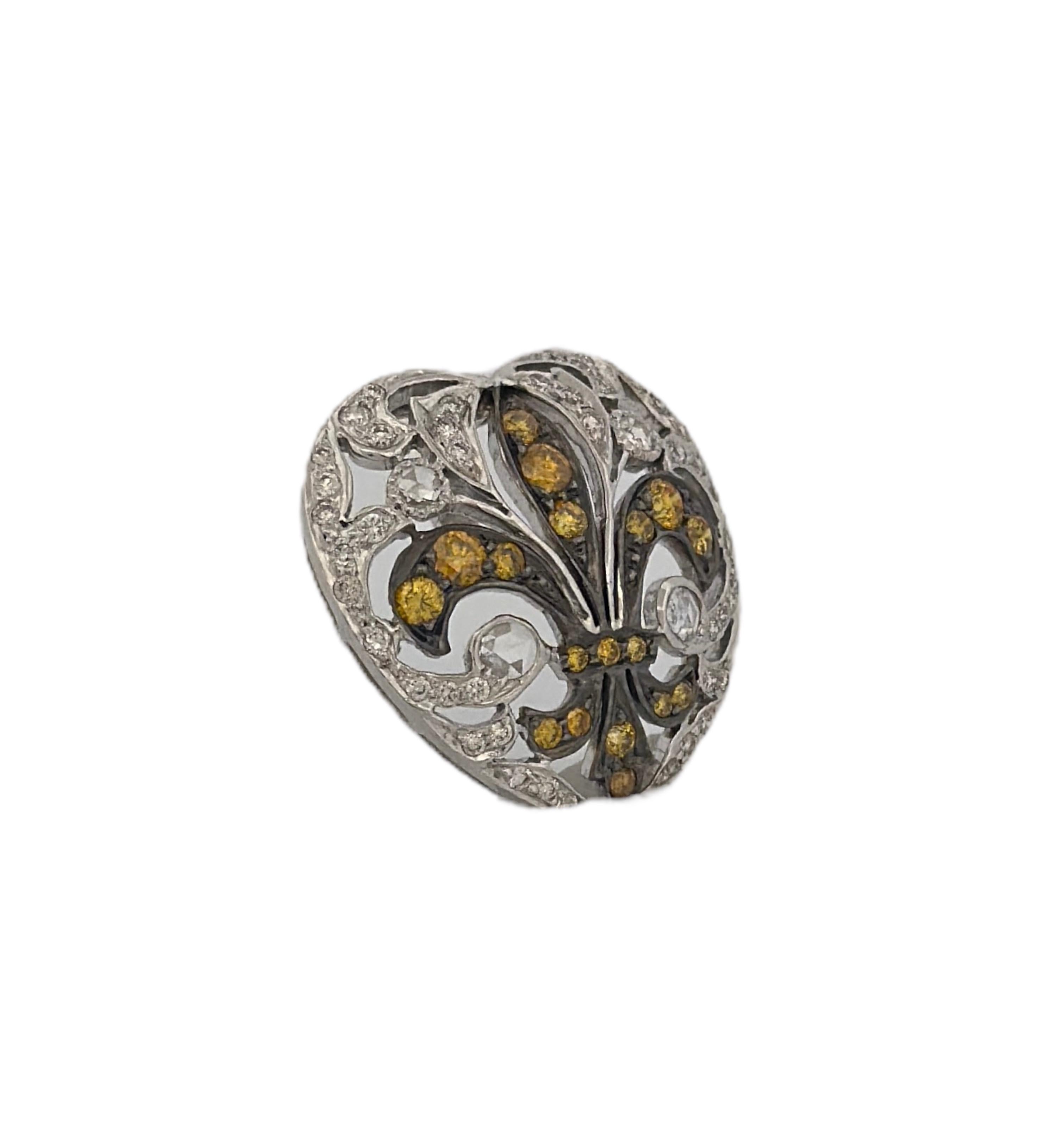 Dating back to the early 20th century, this pendant, adorned with both yellow and white diamonds totaling 0.85 carats, serves as a remarkable showcase of the creative ingenuity and exquisite craftsmanship characteristic of its era. Its
