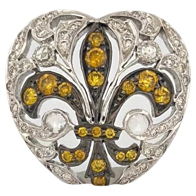 Yellow & White Unique Design Diamond Pendant  For Sale
