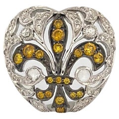 Vintage Yellow & White Unique Design Diamond Pendant 