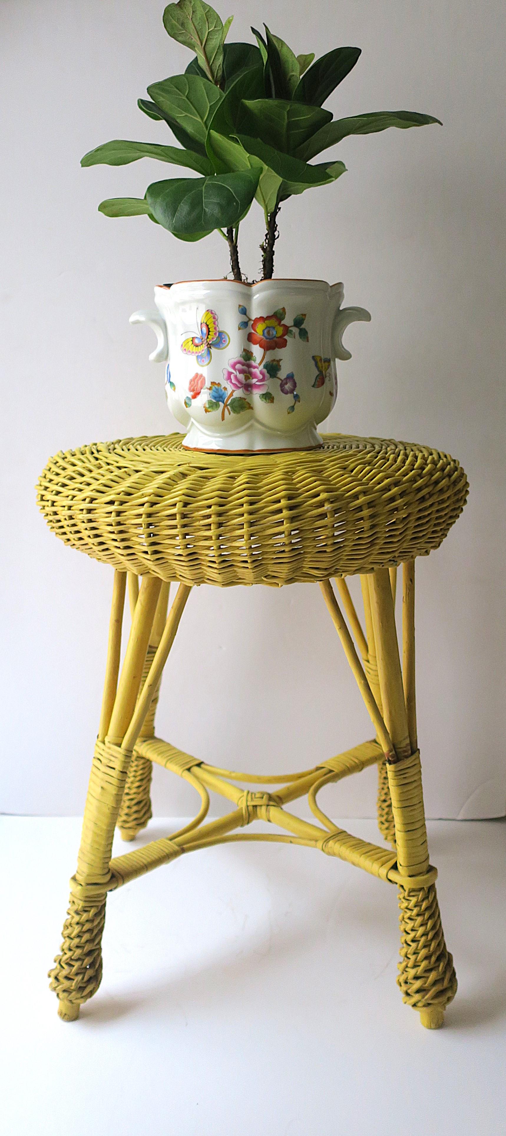 Wicker Stool Yellow For Sale 5