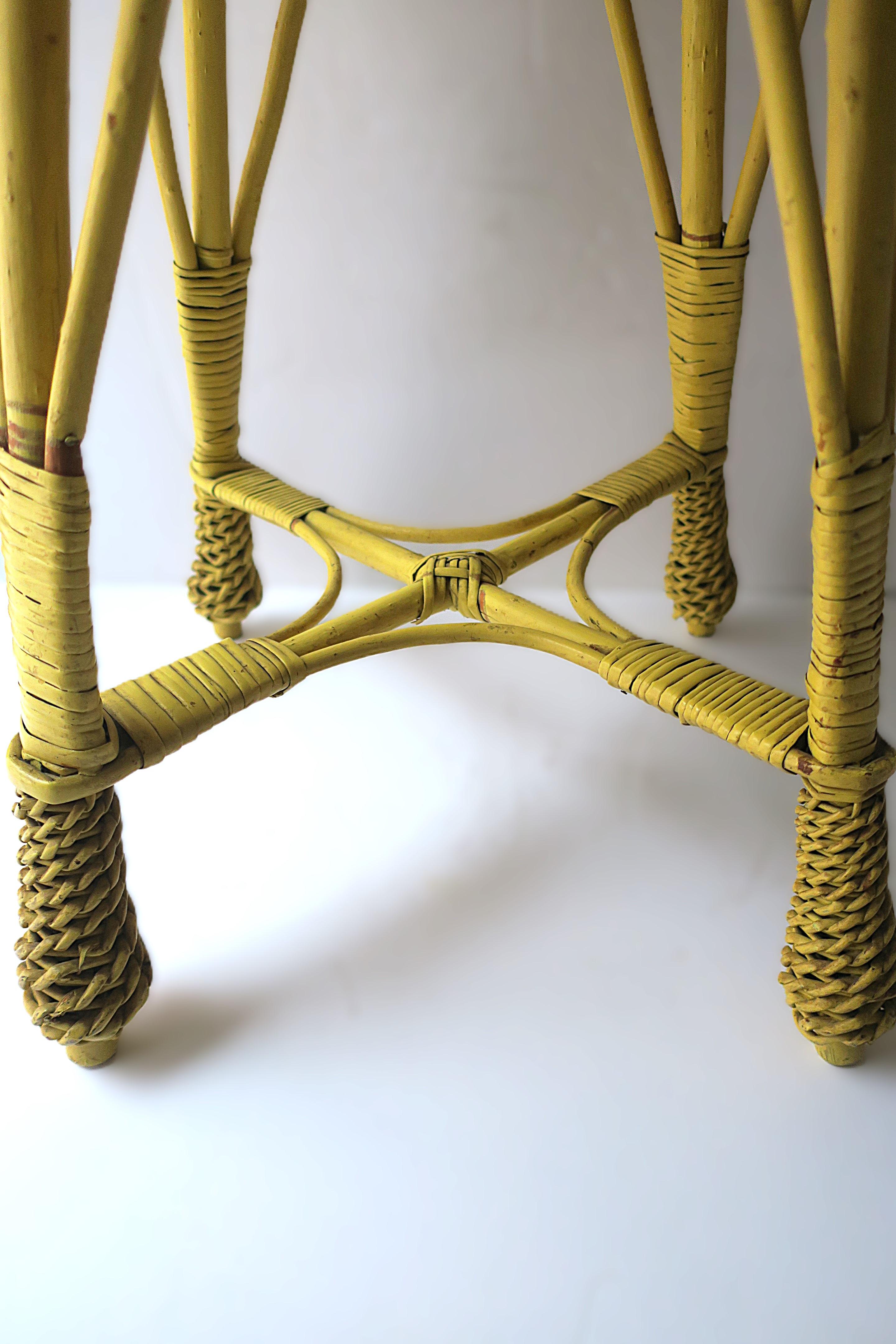 Wicker Stool Yellow For Sale 8