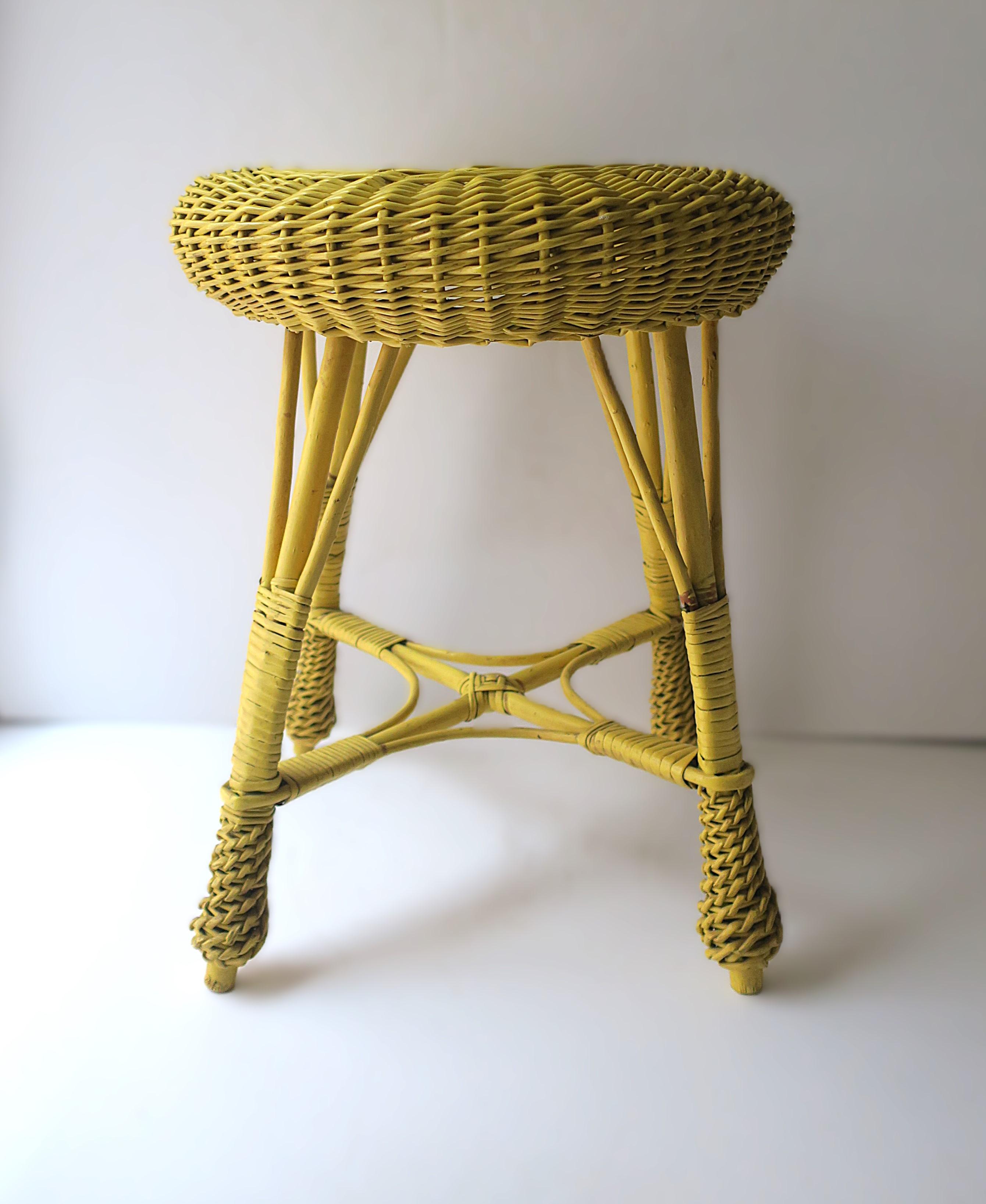 Czech Wicker Stool Yellow For Sale