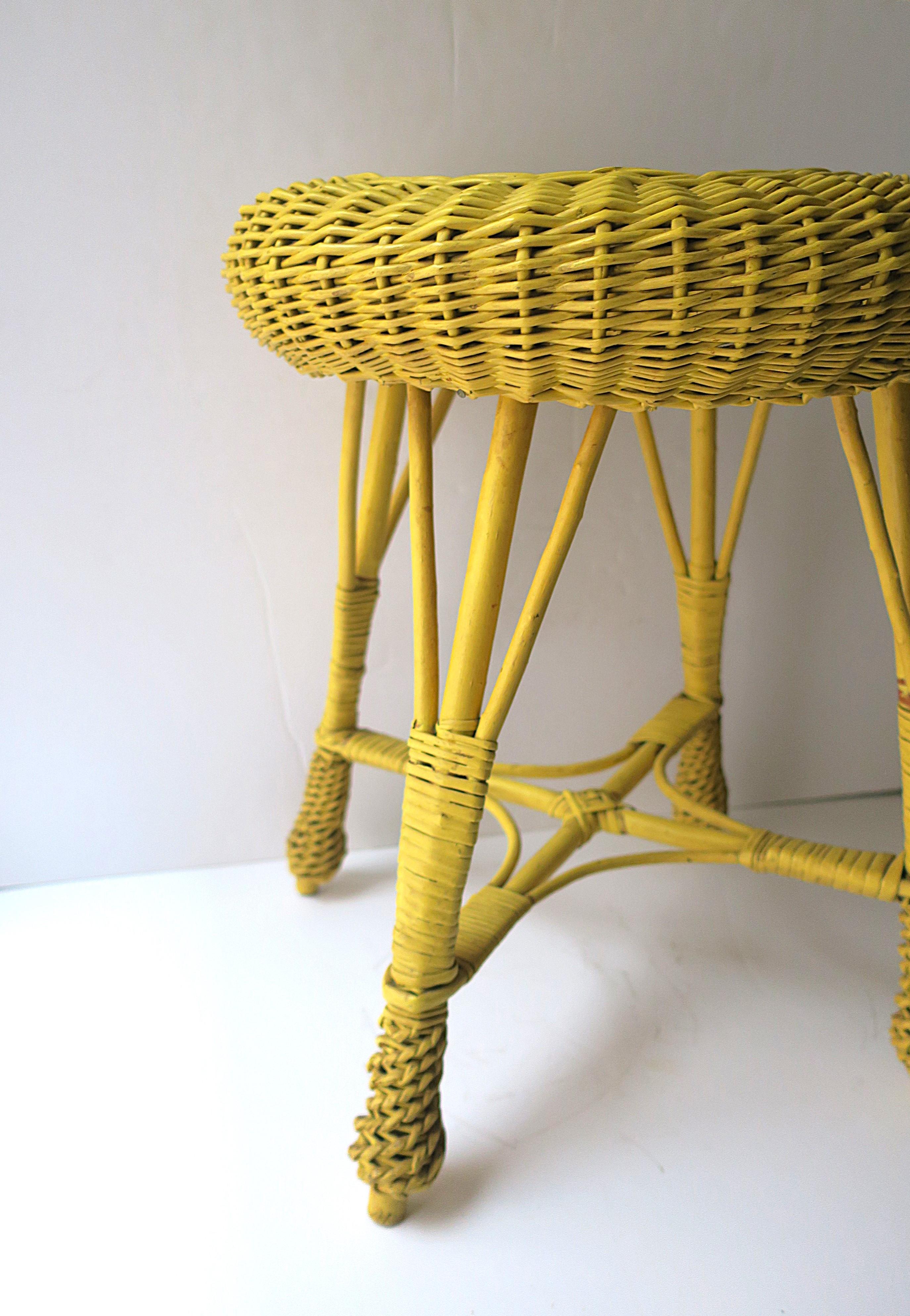 20th Century Wicker Stool Yellow For Sale
