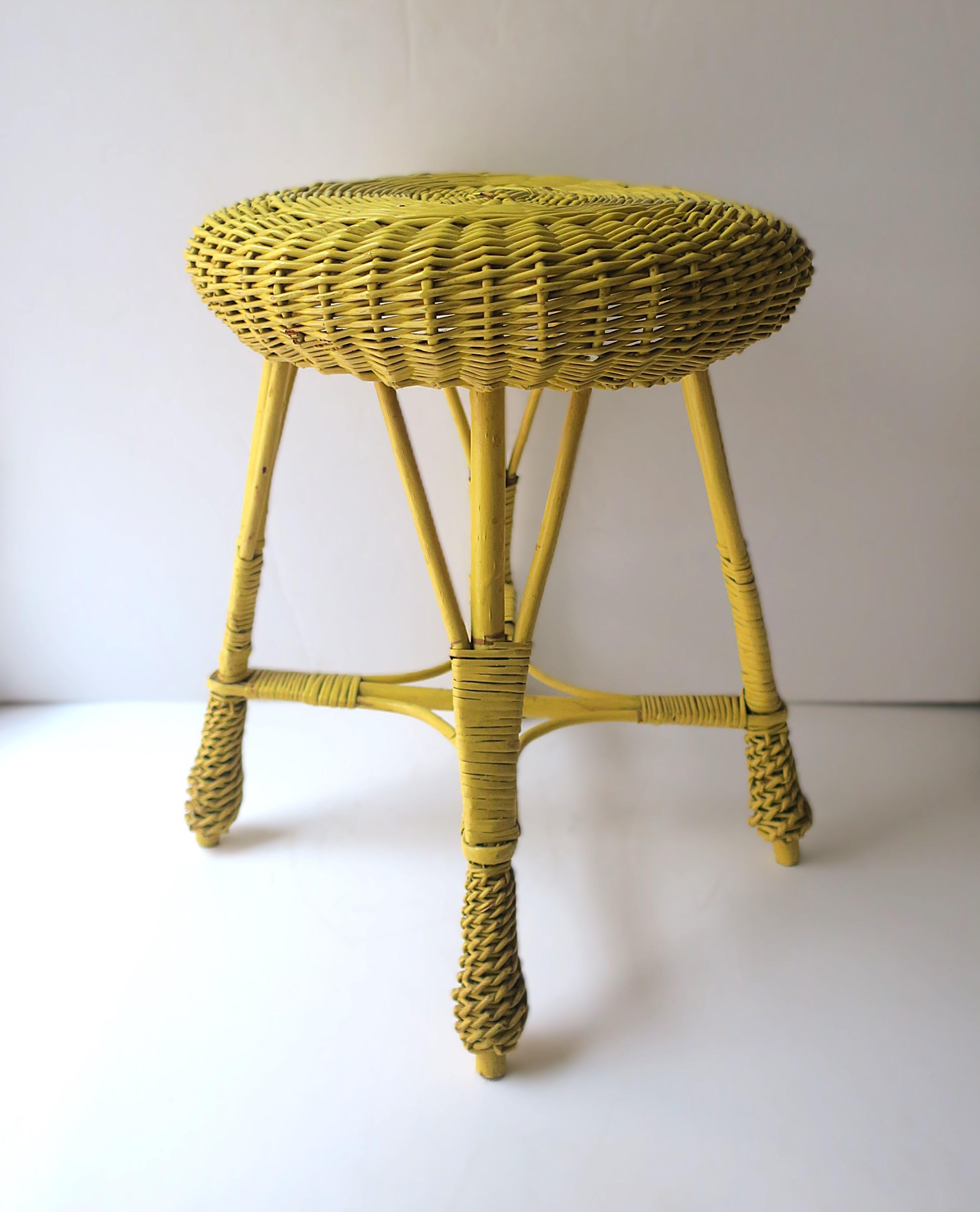Wicker Stool Yellow For Sale 2