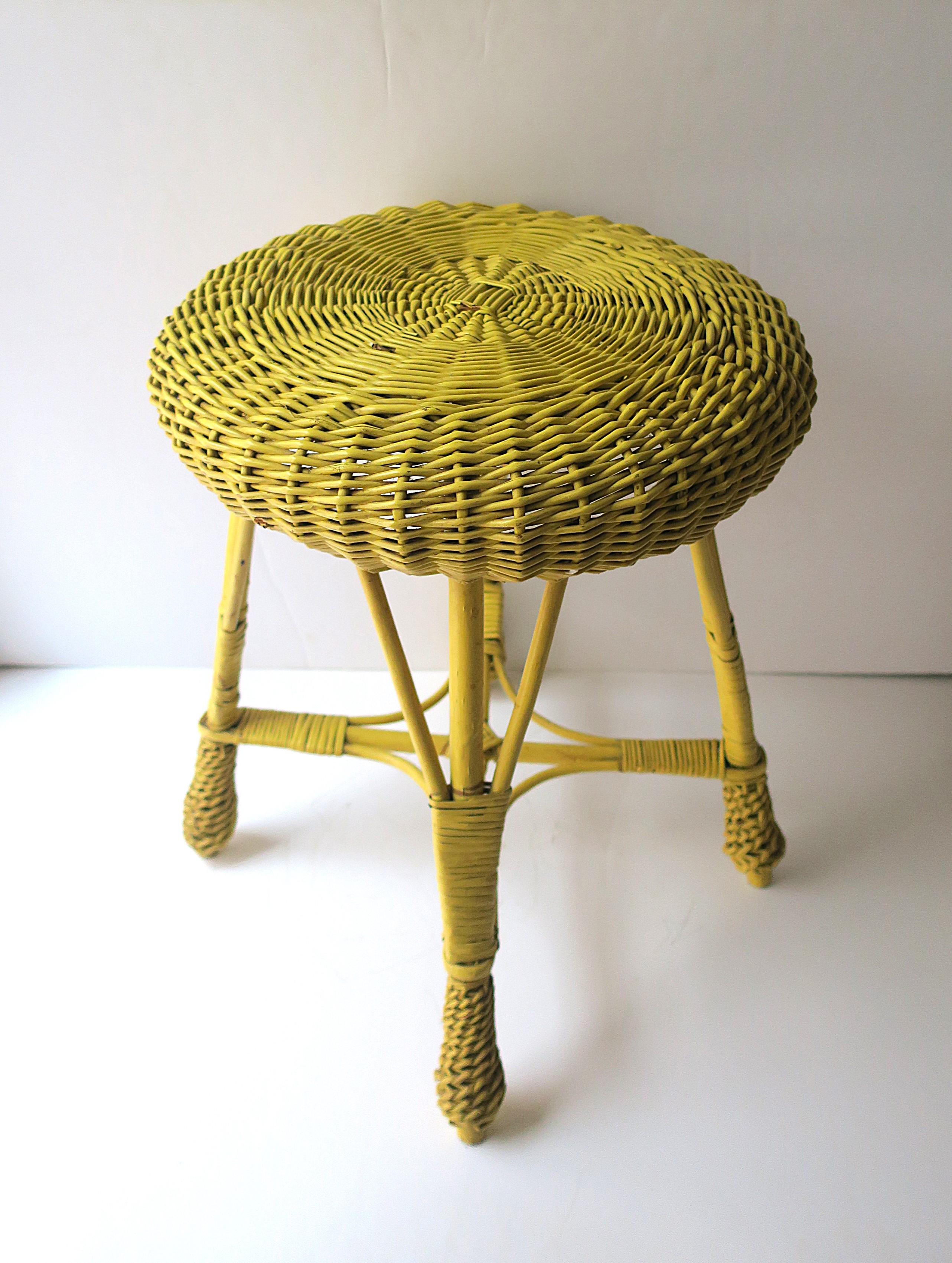 Wicker Stool Yellow For Sale 3