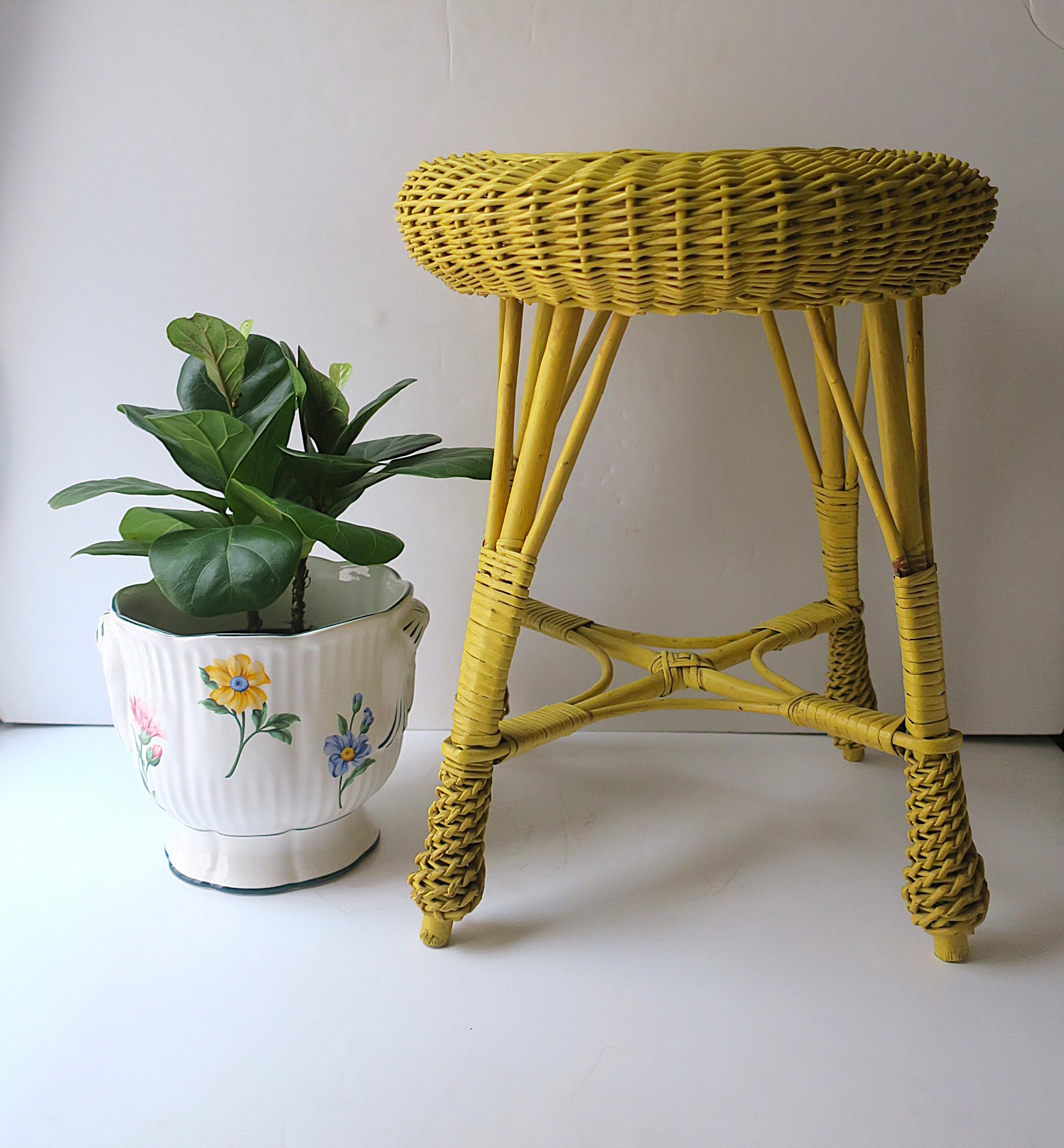 Wicker Stool Yellow For Sale 4