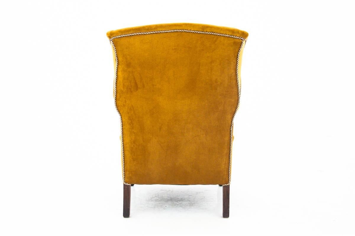 Mid-Century Modern Yellow Wingback Armchair