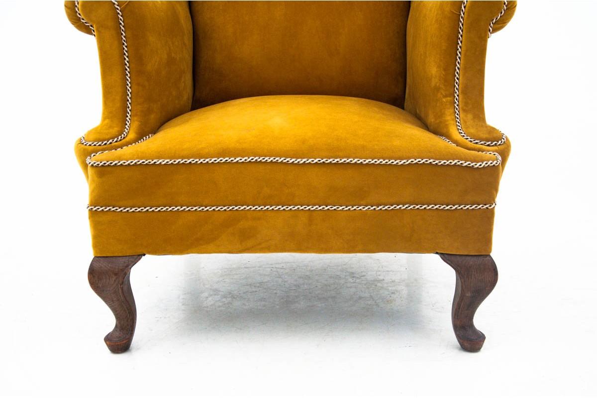 Mid-Century Modern Yellow Wingback Armchair