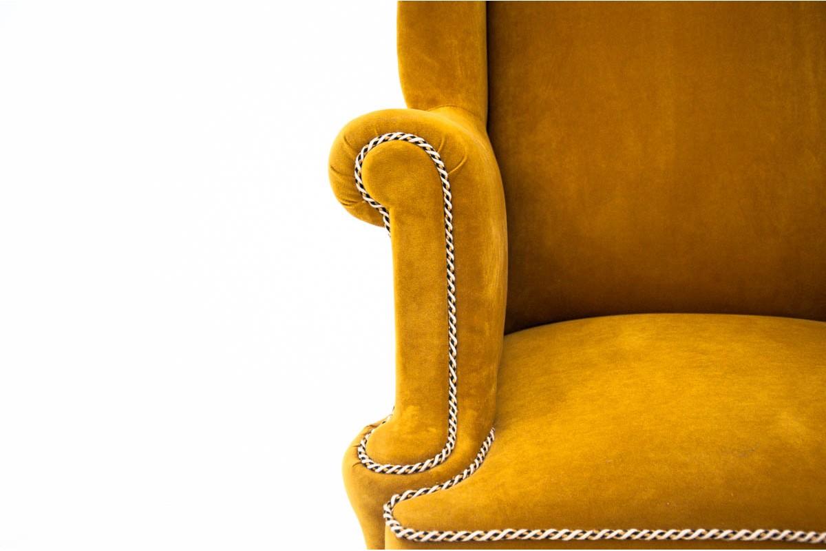 Mid-20th Century Yellow Wingback Armchair
