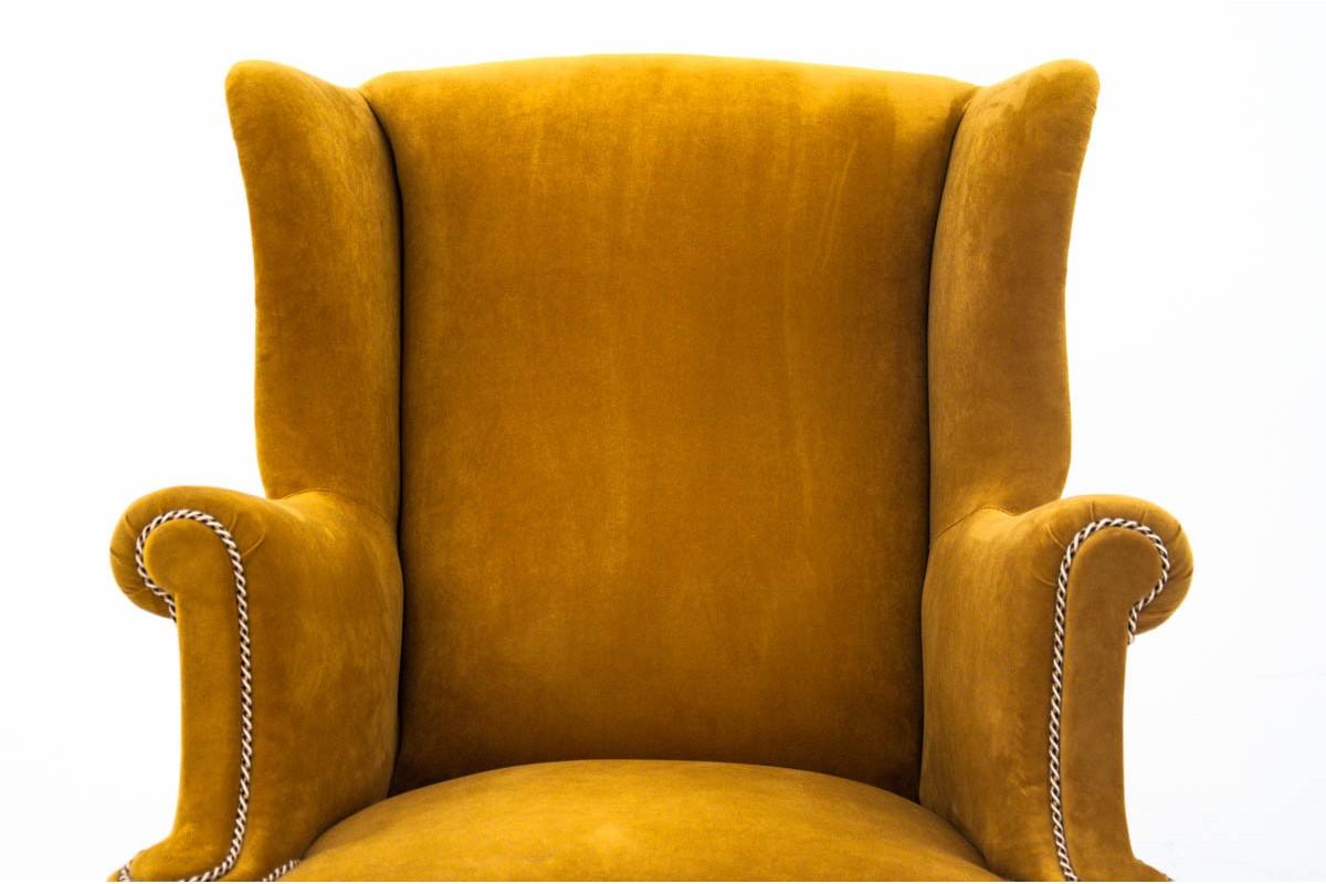 Velvet Yellow Wingback Armchair