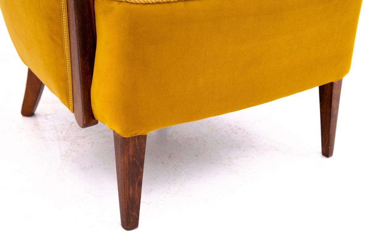 Yellow Wingback Armchair, Northern Europe, around 1920. After renovation. For Sale 4