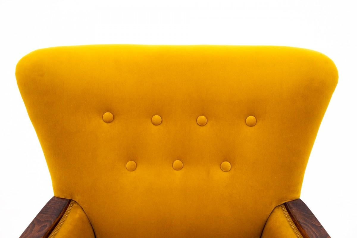 Early 20th Century Yellow Wingback Armchair, Northern Europe, around 1920. After renovation. For Sale