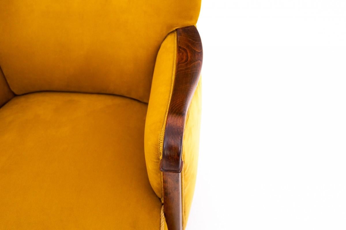 Yellow Wingback Armchair, Northern Europe, around 1920. After renovation. For Sale 1