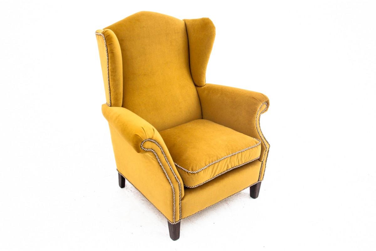 Scandinavian Yellow Wingback armchair, Scandinavia, 1940s