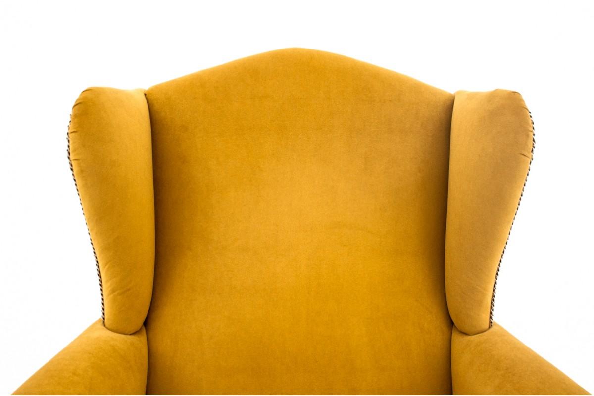 Mid-20th Century Yellow Wingback armchair, Scandinavia, 1940s