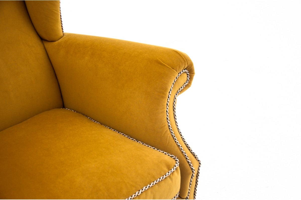 Yellow Wingback armchair, Scandinavia, 1940s 1