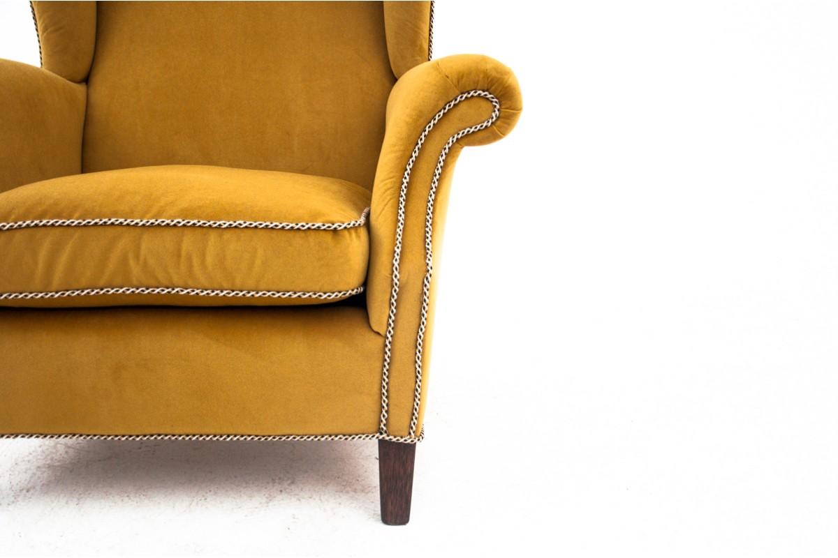 Yellow Wingback armchair, Scandinavia, 1940s 2